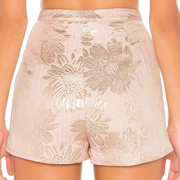 NWT Superdown Metallic Floral Brocade Skort Shorts Pastel Pink S Dressy Trendy - Picture 2 of 11